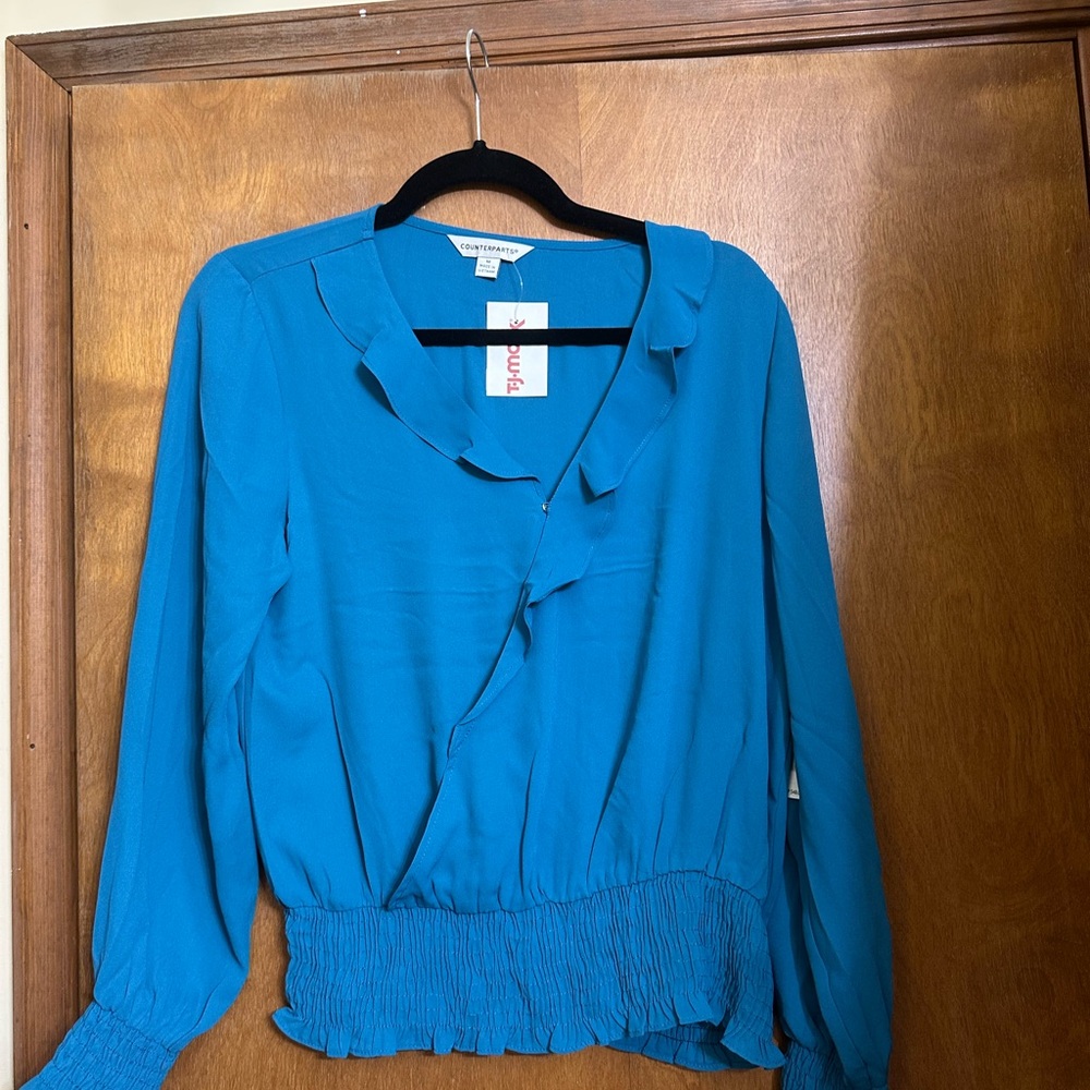 Blue Ruffled Women's Top